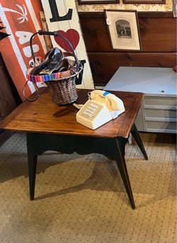 1 vintage mid century solid wood side table