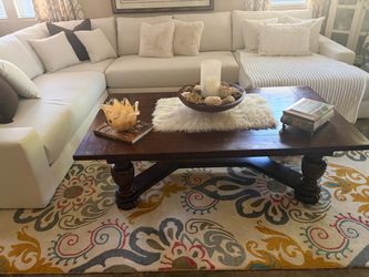 COFFEE TABLE  - LARGE- Dark Walnut  Wood table with Turned Legs. From Model Home.