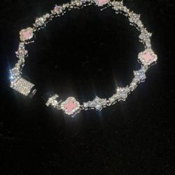 18k Gold Plated Pink Clover Bracelet 