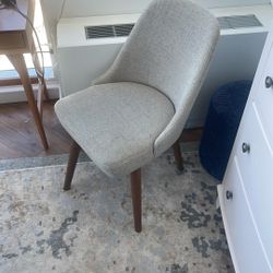 Grey West Elm Desk Chair With Wood Legs