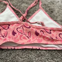Kids size pink heart bathing suit
