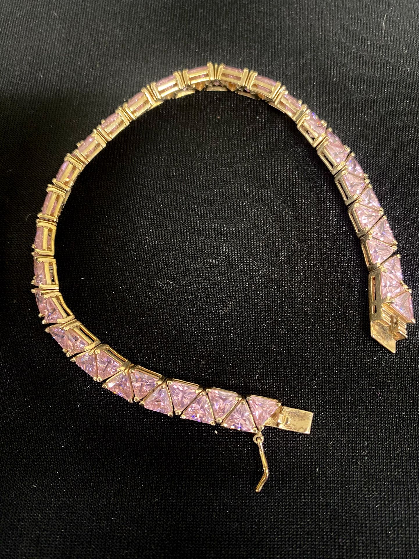 Silver Gold Plated 8” Pink Stone Bracelet 50% Off!