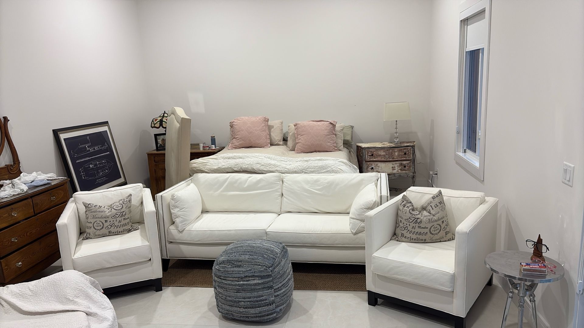 Sofa And Two Linen Chairs