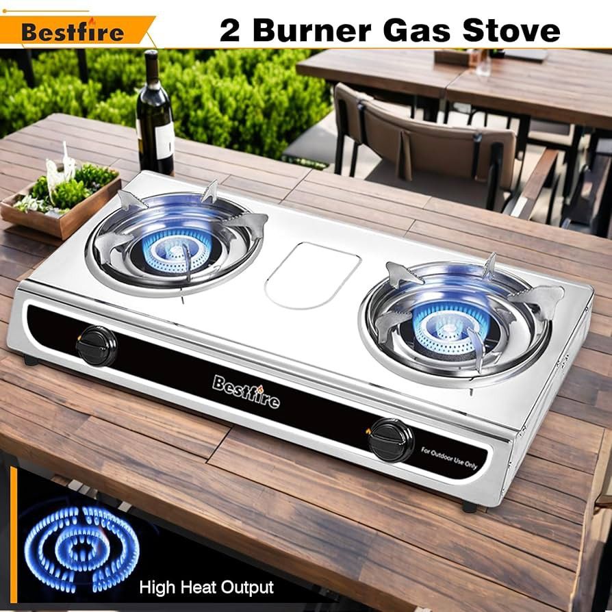 L264 2-Burner Propane Gas Stove with Auto Ignition propane stove 23,000 BTU Camping Stove for Outdoor Cooking & Emergency Use portable gas stove