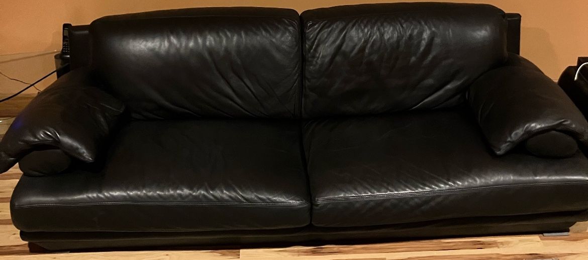 Black Leather Couches (set of 3)