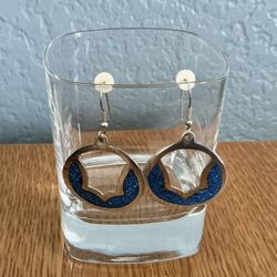  Southwestern/Taxco Style Turquoise Chip Inlay Dangle/Drop Earrings