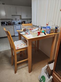 Barstool Fine Wood Kitchen Table and 2 Chairs Set