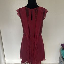 bebe Burgundy Lace & Ruffle Cocktail Dress - Size 6