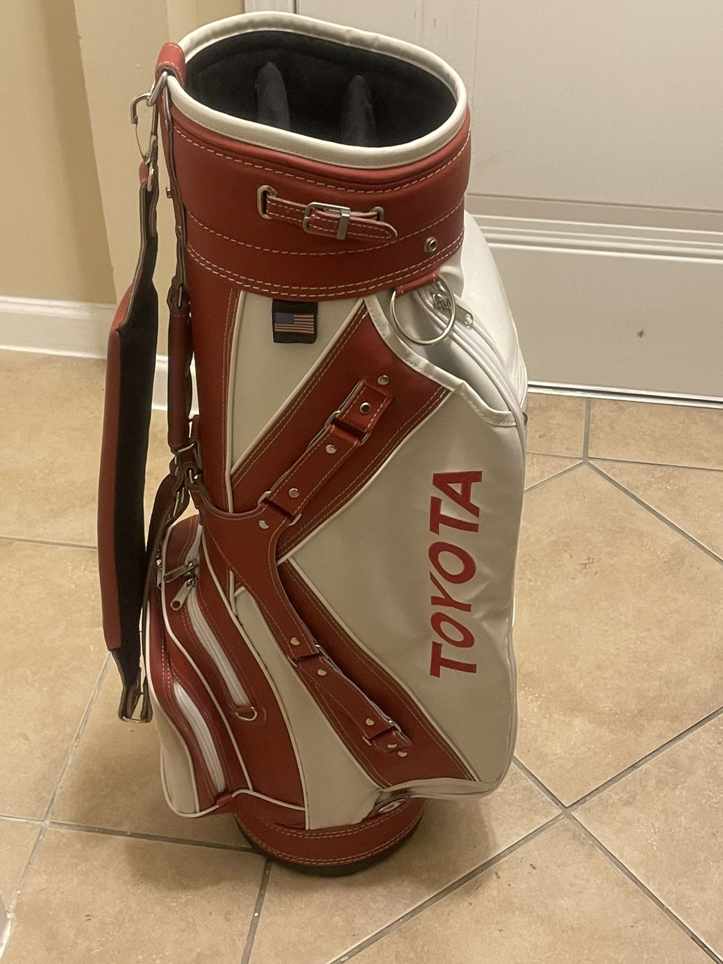 Bennington Red And white Leather Cart Golf Bag