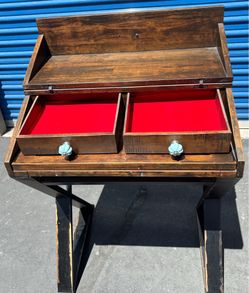 Rustic Wood Flip-Top Secretary Desk
