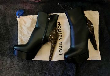 Louis Vuitton Black Leather Platform Ankle Boots