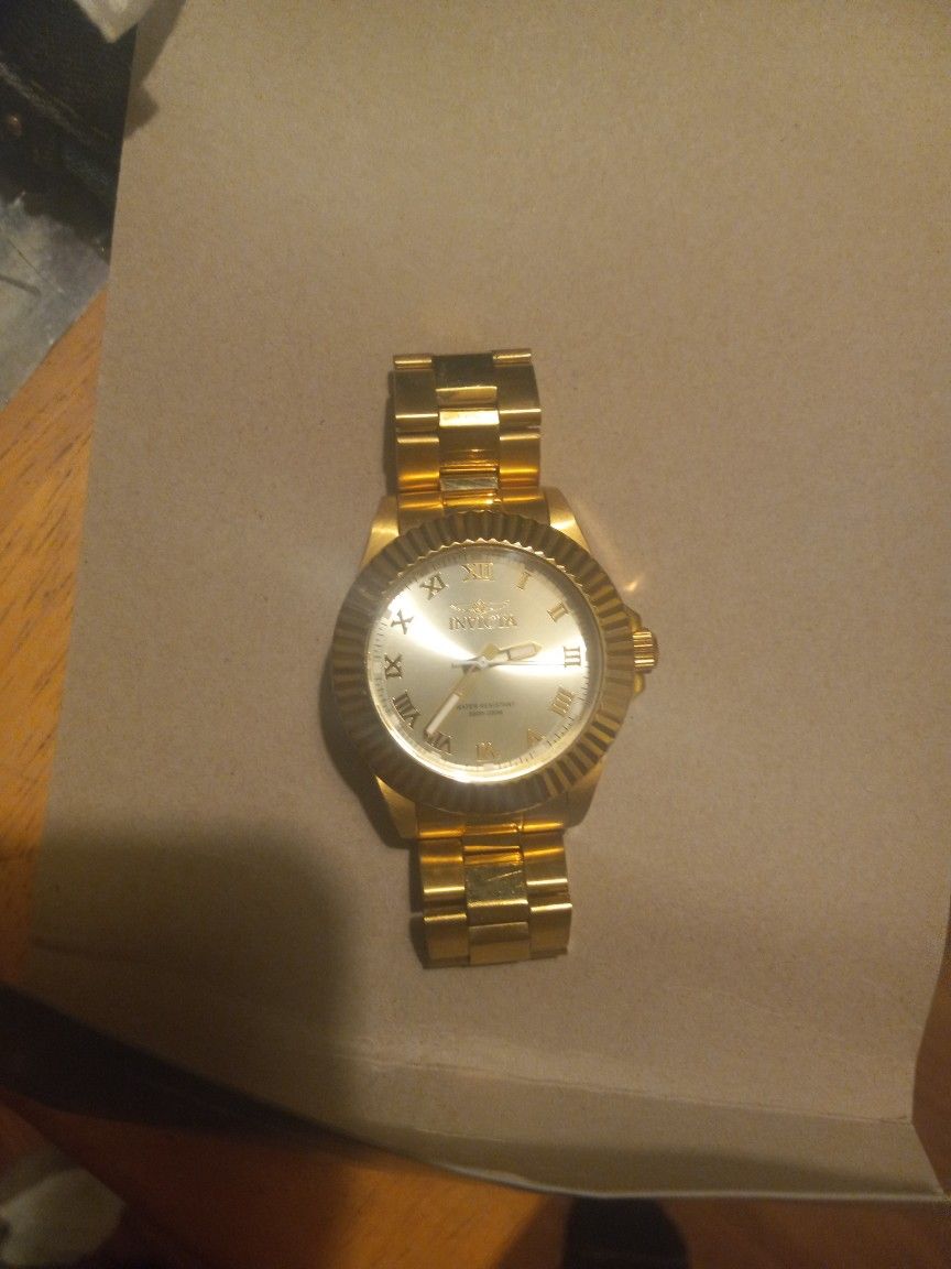Gold Invicta Watch and Gold Pinky Ring Set,All Products : American Fashion Style Bags On Sale