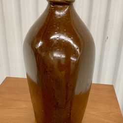 Antique 1900’s Primitive Brown Glazed Stoneware hot water jug by Schrader pottery made in USA