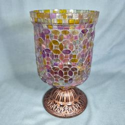 Multicolor Mosaic Glass Candle Holder /Vase India
