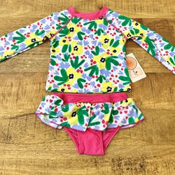 Girls Flower Swimsuit Set