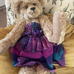 Lexington One Of A Kind Bear With Synthetic Mohair Leather Paws Handmade Dress