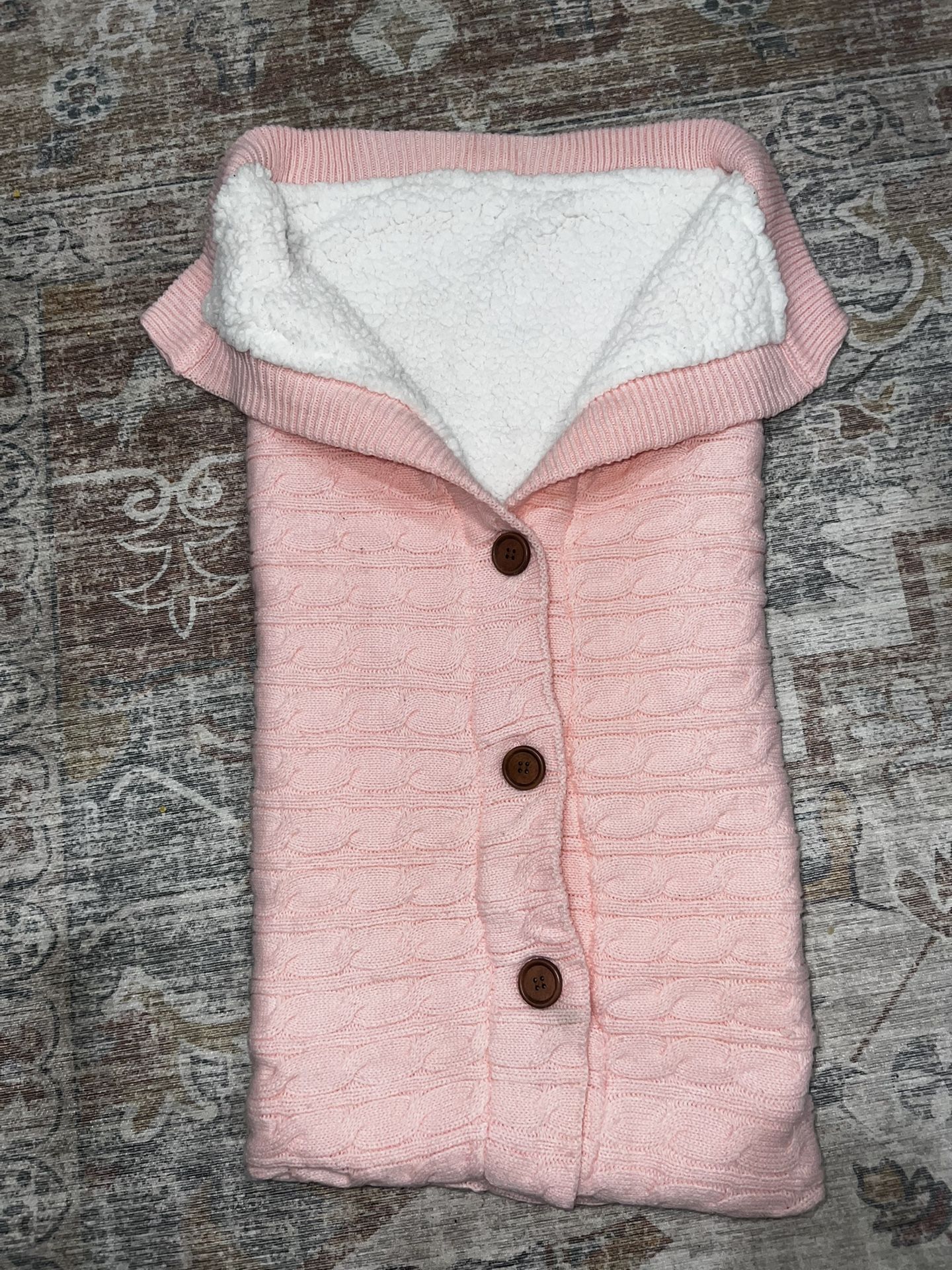 Newborn Swaddle Blanket Fleece Stroller Wrap Nap Sleeping Bag Stroller Sack - Velvet, Thick Knit Soft Warm Blanket - Toddler, Pink