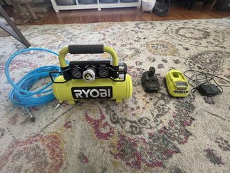 Ryobi 1 Gal Air Compressor. With Hose, Charger And Battery 