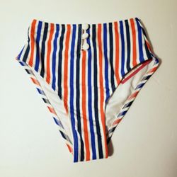 NWT Junior's Xhilaration High Waist Bikini Bottom Red, White & Blue Stripes.