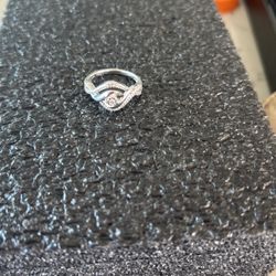 Sterling Silver Diamond Ring  - Size 7