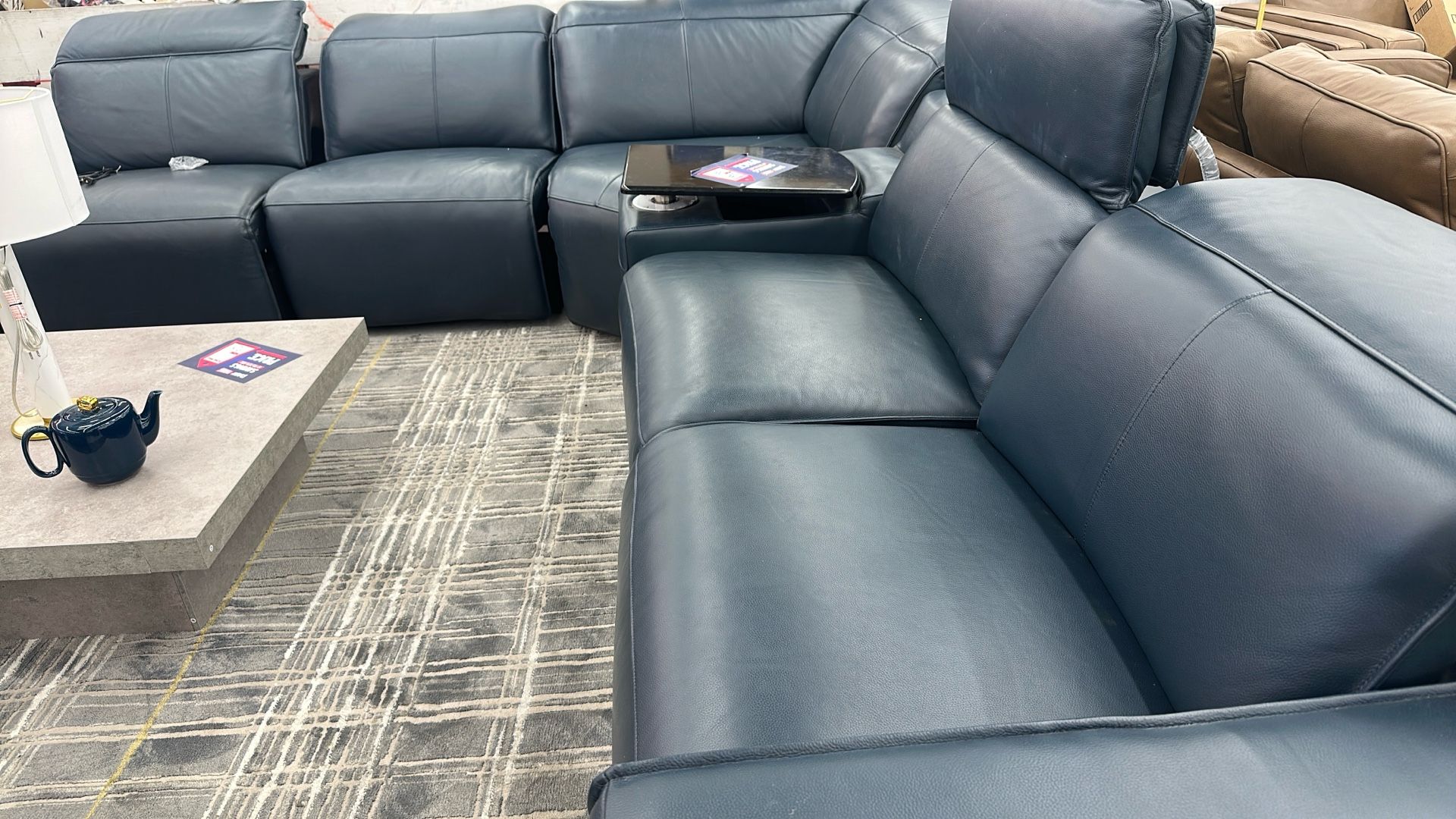 Navy Blue Leather Couch