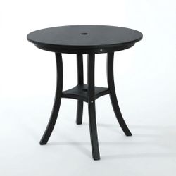 Black 3-Piece HDPE Outdoor Patio Bistro Set with Round Table and 2 Chairs