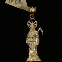 $125 Two Tone Gold Santa Muerte Charm 