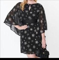 unique Vintage Dress,  butterfly dress,  snowflakes,  large,  new