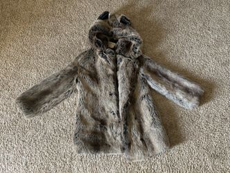 Spirit Hoods Grey Wolf Fur Coat Coachella