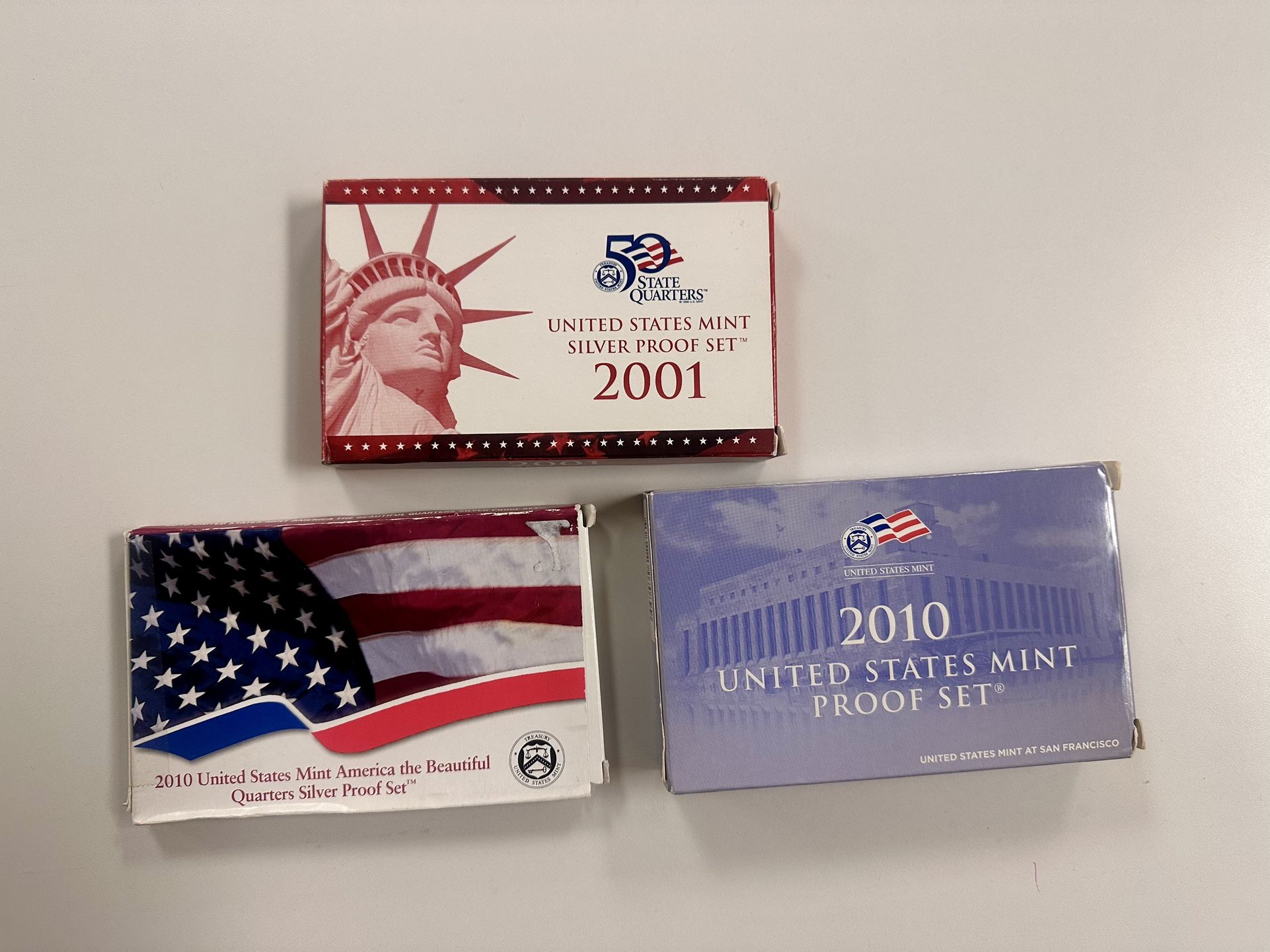 2001 , 2010 Silver Proof Sets & 2010 Proof Set