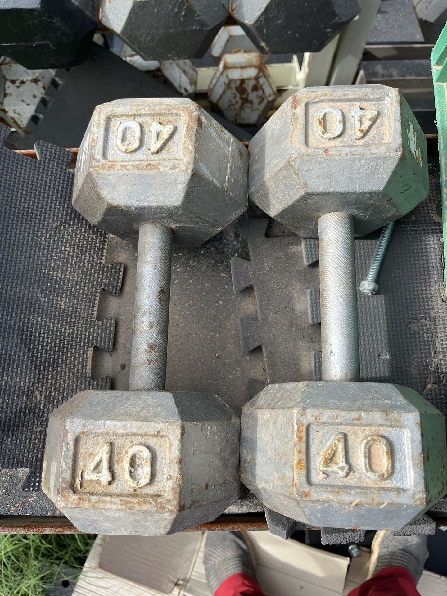 40lb Hex Iron Dumbbell Set