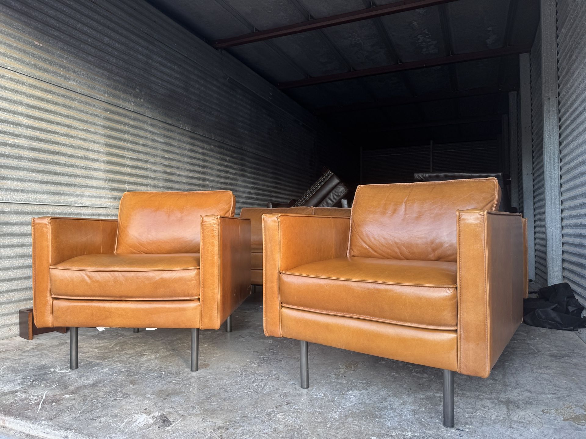West Elm Leather Chairs
