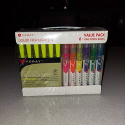 FORAY 6 ONE DOZEN BOXES ID FLUORESCENT LIQUID HIGHLIGHTERS NEW FACTORY SEALED