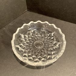 Vintage Cut Glass Sawtooth Trinket Jewelry Cigar Ashtray Dish Bowl!