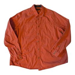 Rare Eddie Bauer #7352 Cotton Relaxed Fit Burnt Orange Button Up Shirt Men's XXL