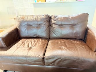 Free Brown Leather Sofa โ Pickup Only