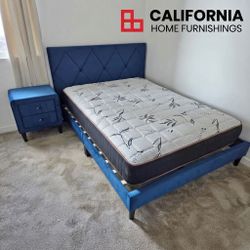 Modern Tufted Twin Bed Frame Velvet Upholstered