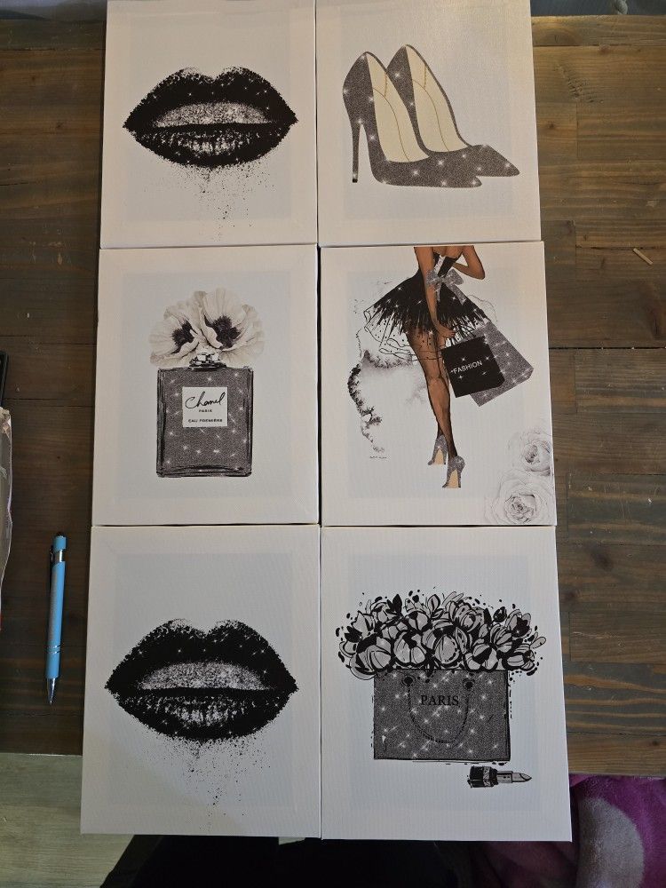 8x10 GLAM GRAY FASHION WALL 6 PCS