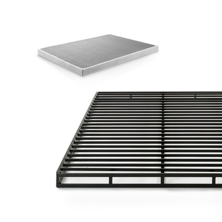 TWIN SIZE: Zinus 4 Inch Low Profile Quick Lock Smart Box Spring / Mattress Foundation / Strong Steel Structure / Easy Assembly, Twin