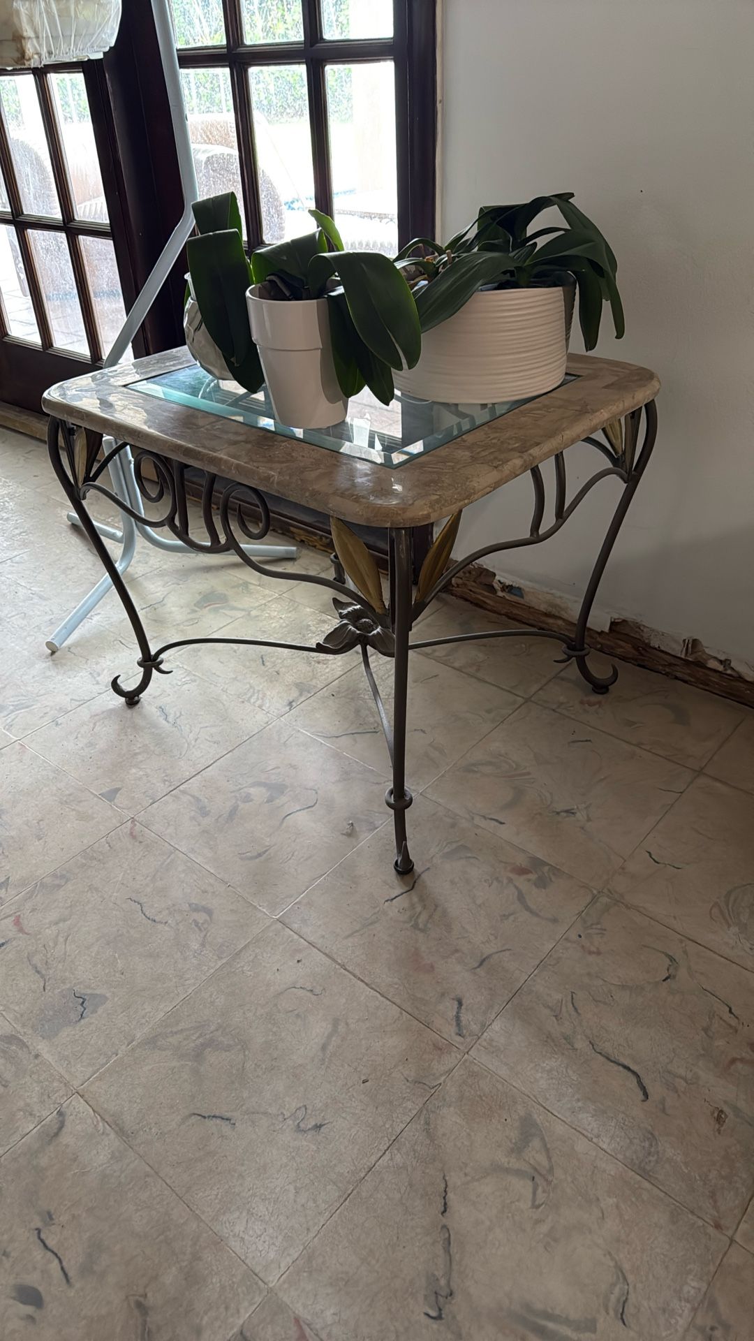 Glass Marble End Table. 2 Ea  $75.00