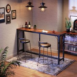 71" Bar Height Table Rustic Brown Counter Height Pub Table Kitchen Dining Tableace