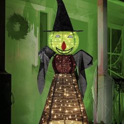 Halloween Decoration with Lights, 4FT Collapsible Witch Lights with Built-in 100 LED Lights