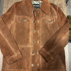AMAZING VINTAGE STRATOJAC MENS LEATHER SUEDE BROWN WESTERN JACKET STYLISH WINTER