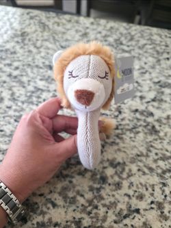 Moon and stars tan Lion Baby Rattle