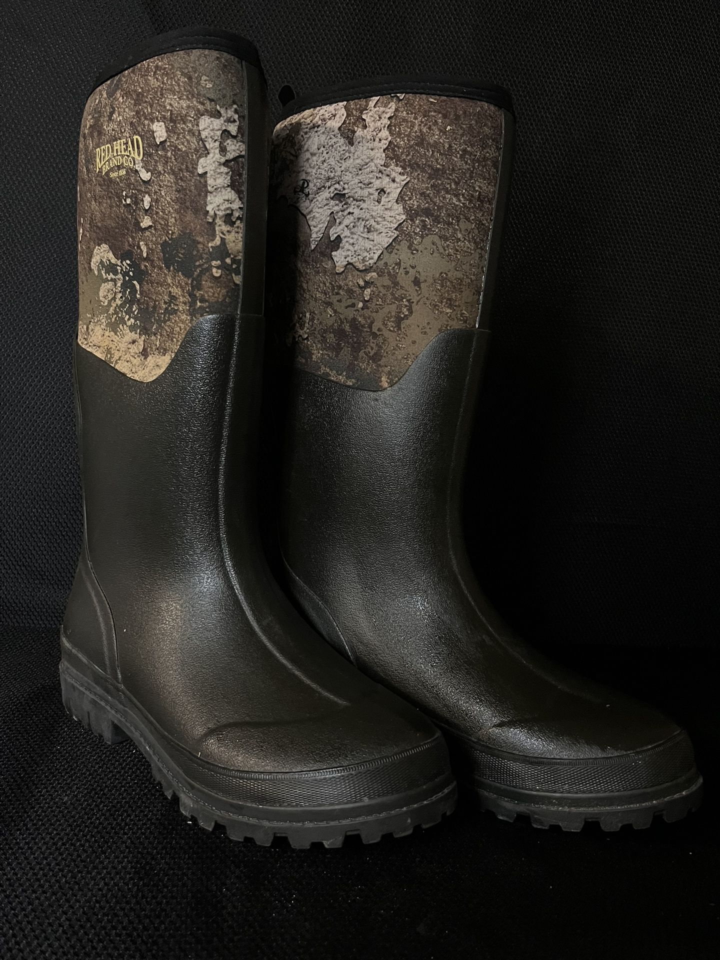 Red Head Waterproof Camouflage Pull On Black Hunting Outdoor Rain Boots Size 10