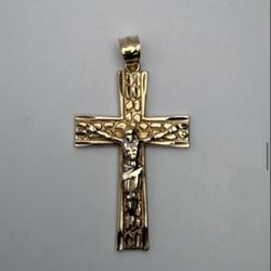 14 Karat Solid Nugget Cross 