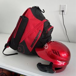 DEMARINI BASEBALL BACKPACK AND HELMET