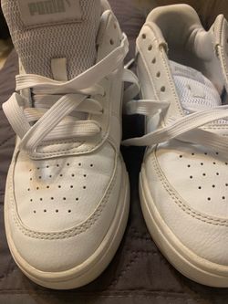 Puma White Low-Top Sneakers, size 5