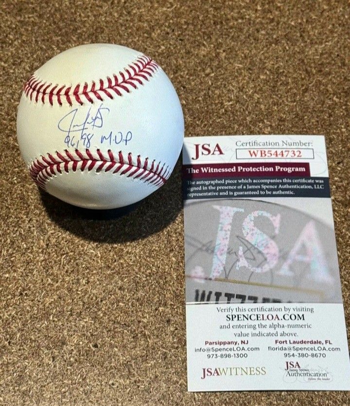 Real Nice JSA Certified Older Juan Gonzalez Autograph Baseball In Excellent Condition...