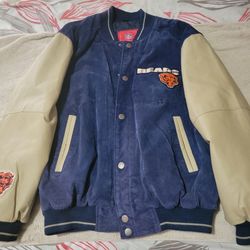 Vintage Chicago Bears Jacket Size Medium Leather Suede
